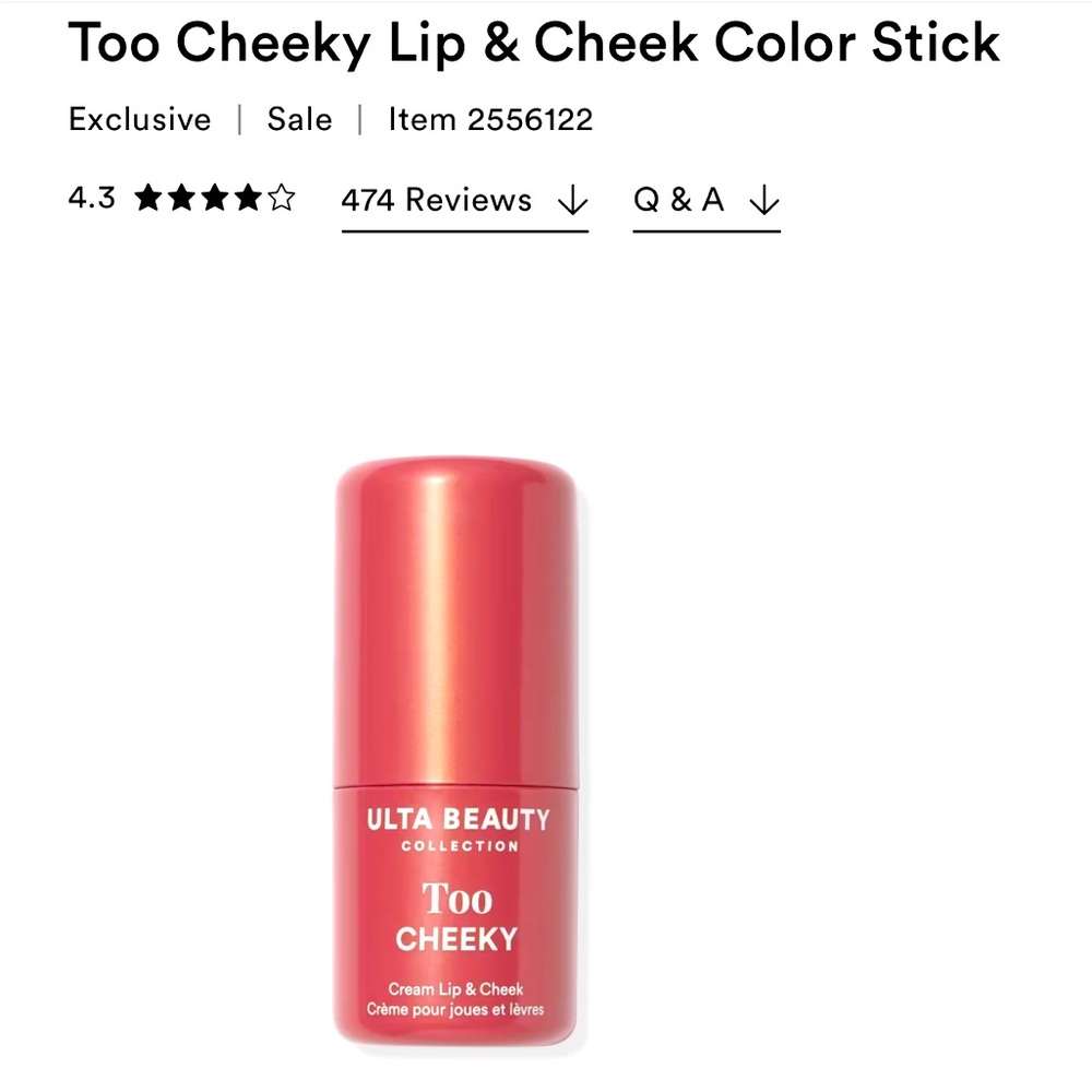 Brand new - Ulta Beauty Too Cheeky for Lips and Cheeks